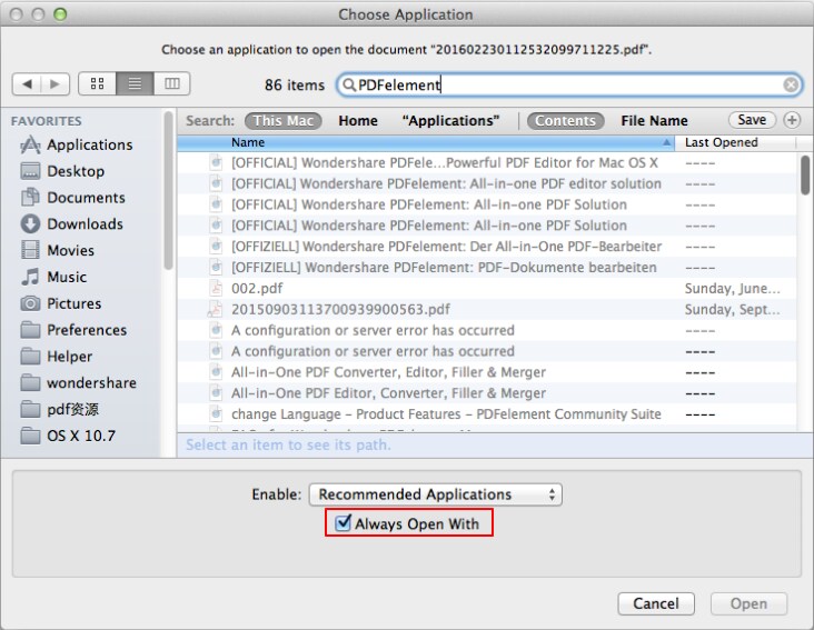 mac set default application for excel files